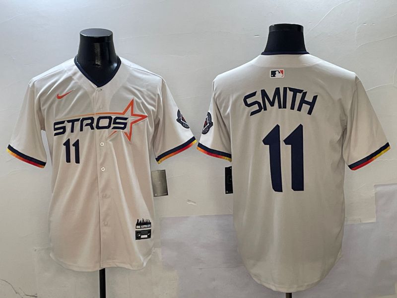 Men Houston Astros #11 Smith Cream three generations Joint Name Nike 2025 MLB Jersey style 417